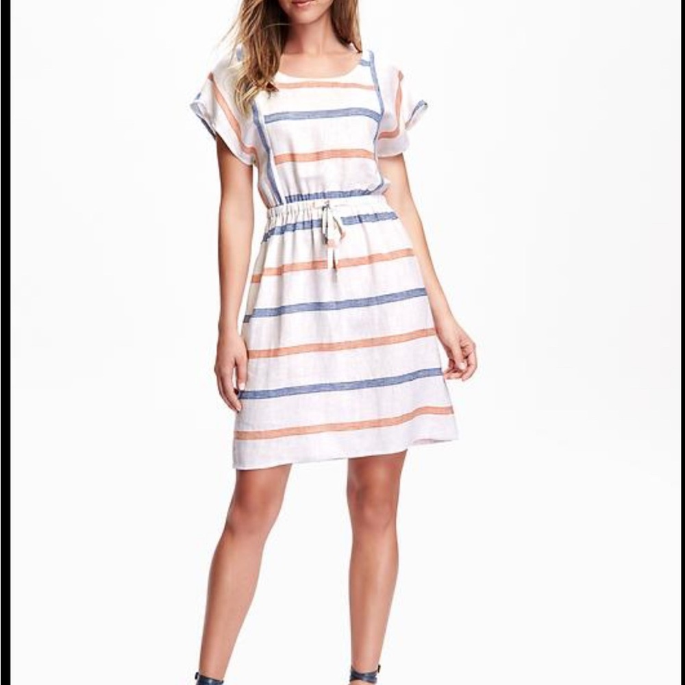Old Navy Linen Blend Mini Dress in Blue and Orange size large
